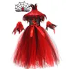 Cosplay Halloween dla dzieci dziewczyny wiedźme imprezowy sukienka gotycka ducha kostium dla dzieci tutu opaska na głowę stroje karnawałowe 230825