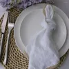 Serviette de Table en lin, 4 pièces, 35x35cm, tissu à bord en dentelle, carré doux et confortable, pour décoration de mariage, dîner, fête d'anniversaire