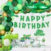 Andra evenemangsfest levererar gröna tema födelsedagsdekorationer för barn alligator ballonger arch cake toppers banner kit 230826