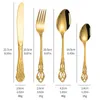 Dishes Plates Royal Tableware Set Embossed Retro Stainless Steel Knife Fork Spoon el Western Food CST 230825