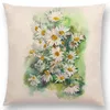 枕水彩の花ブルーベルズゼラニウムコーンフラワーHollyhocks Bouquet Floral Aquarelle Decor Sofa Throw