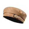 BERETS Fashion Leather Cap Solid BERET HAT Kvinnliga damer Beanie Girls Pu 230825