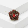 ブローチ女性ファッションヴィンテージターコイズの女性のための豪華な金色合金Camellia Brooch Safety Pins