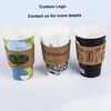 Other Drinkware 50pcs Solid Color Brown Coffee Cup Sleeves Kraft Corrugated Paper Heat Insulation Sleeve Cardboard Holder Disposable Cover 230825