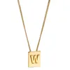 Square Plate Square 26 English Letter Necklace Non-Fading Women's High-Grade Gold Pendant Clavicle Chain Jewelry Wholesale