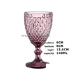 Wine Glasses Wholesale 240Ml 300Ml 4Colors European Style Embossed Stained Glass Lamp Thick Goblets Drop Delivery Home Garden Kitche Dh81Z