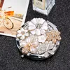 Compact Mirrors Mini Pocket Cosmetic makeup mirror Party Favors Christmas Gift Pearl Crystal Flower Foldable Magnifying Compact Mirror Makeup 230826