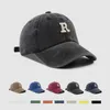 Ball Caps Retro Letter R Borduren Baseball Cap Dames Heren Gewassen Katoen Verstelbare Hip Hop Zonnehoed Casual Outdoor Vader Hoeden 230825