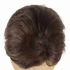合成ウィッググニメギル合成茶色のミックスブロンドハイライトマンのための短いストレートヘアウィッグ