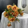 Декоративные цветы венки венки солнечные роскошные розы филиал Шелк искусственный дом свадебный украшение брак флор декор Флаурс искусство