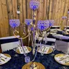 Chandelier de Table de fête de mariage, décorations de centre de Table, candélabre en cristal argenté, bougeoir pour décoration de mariage, 123