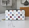 Portafogli TOP Designer borsa multicolore di lusso pochette da donna da uomo Portamonete con lettera fiore in rilievo di alta qualità porta carte con cerniera sacchetto originale per la polvere