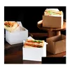 Wholesale Kraft Paper Sandwiches Wrap Box Thick Egg Toast Bread Breakfast Packaging Boxes Burger Teatime Tray Sn4474 Drop Delivery Office S