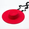 Wide Brim Hats Bucket fashion simple woolen top hat ladies wool felt bandage flat 230825