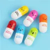 Ballpoint Pens 6pcs Cute Smiling Face Pill Ball Point Pen Novelty Stationery Telescopic Vitamin Capsule Ballpen For School Use 230825