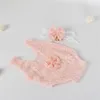 Set di abbigliamento Pagliaccetto per bambina Tieback Born Lace Outfit Doccia Regalo Fascia per capelli SET Puntelli