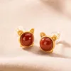 Necklaces Uglyless Lovely Kitty Cats Jewelry Sets for Girls Students Summer Dress Studs Earrings Bracelet 925 Silver Agate Animals Jewelry