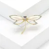 Broches Creatieve Opal Dragonfly Broche Voor Vrouwen Unisex Mode Legering Insect Pin Dames Jas Trui Kleding Accessoires Banket Geschenken