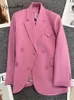 レディーススーツブレザーYitimuceng Fuchsia Women Jackets春夏オフィスレディースエレガントコートカジュアルダブルブレストアウター230826