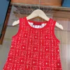 round neck Girl dress Kids Skirt SIZE 100-160 CM high quality Baby sleeveless design child frock new product Aug24