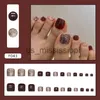 Falska naglar False Toe Nails Summer Fake Nails Set Press On Art Mönster borttagbara nagelklistermärken 24 stycken med lim för flickor x0826