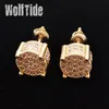 Nytt mode 18k Real Gold Hip Hop CZ Zirconia Round Stud Earrings 0,7 cm för män Kvinnor Full Diamond Earring Studs Rapper Hip Hop Iced Out Jewets Gifts for Boys Bijoux