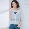 Tricots pour femmes Femmes Mince Glace Soie Cardigan Chemise Femme Casual Tricot Châle Été Protection Solaire Manteau Dames Blouse Tops Couvre Vêtements G89