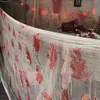 Autres fournitures de fête festives Tissu effrayant pour la décoration d'Halloween Scène effrayante Prop Horreur Maison Fenêtre Table Porte Filet Gaze de fil noir et blanc 230826