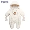 Rompers Ircomll Hight Quality born Baby Winter Clothes Snowsuit Warm Fleece Hooded Romper Cartoon Lion Jumpsuit Toddler Kid Outfits 230825