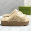 Designer Dames Wollen Slippers Winter Sandalen Bont Pluizige Harige Warme Letters Mannen Comfortabel Fuzzy Girl Flip Flop Slipper EU35-45 NO463