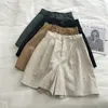 Юбки Limiguyue дышащие хлопковые льняные шорты японская ретро -ретро с высокой талией Бермудские костюмы повседневная летняя женщина, свободная J200 230825