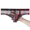 Underpants Bohemian Style Men's Boxer Printed Perspective Sexy Underwear For Male U-shaped Bag Small Flat Angle Youth Briefs