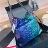 Sac à bandoulière pour femme design coloré sequin 22 sac poubelle matériel argenté fermoir en métal sac à main de luxe chaîne matelassée sacs à bandoulière diagonale sacoche de maquillage 30/35 cm