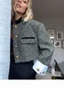 女性Sジャケットレトロファッションジャケットスプリング服のデザインセンススタンドアップカラー馬術馬術ツイードショートコート女性230826