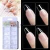 Faux ongles 100pcsbox clair transparent sans soudure faux ongles couverture complète faux ongles conseils courts en forme de goutte d'eau autocollant complet pour les ongles x0826