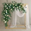 Decorative Flowers Wreaths White Rose Camellia Artificial Corner Flower Green Willow Leaves Hang Row Wedding Backdrop Arch Decor Party Arrange Props 230825