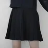Kläder set sommarskola flickor tjockt tyg svartblå veckad cyan kort mini sexig kjol damer söt söt cosplay lolita kostym kjolar