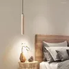 Hängslampor nordiska minimalistiska designrestauranger Ertic LED dekorativ ljuskronor gul travertin cylindrisk hem sängen pendent lampa