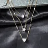 Cristal zircão coração estrela charme em camadas pingente colar conjunto para mulheres encantos moda quadrado strass feminino jóias vintage atacado ymn004
