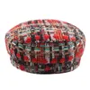 BERETE XDANQINX WINTER WOMENSING FLAT CAP PLAIDエレガントな軍事帽子厚い綿糸ファッションブライトシルクヒップホップキャップ女性230825