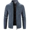 Pulls pour hommes Cardigan Veste Automne / Hiver Pull Polaire Épais Chaud Tricot Tendance Patchwork Zipper Manteau Casual Menswear Male Sweatercoat