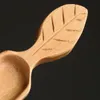 Tea Spoon Vintage Leaf Shape Handle Bamboo Coffee Beans Shovel Teaware Accessories