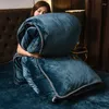 Conjuntos de ropa de cama 3pc / 4pc set invierno espesar terciopelo funda nórdica mantener caliente hoja de cama cama plana doble cara fundas de almohada de felpa