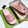 2023 Zapatillas de playa de fondo grueso Moda Verano Mujeres EVA Suela Miami Diapositivas Diseñador Sandalias Planas Rosa Blanco EUR35-42