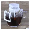 Kaffe te -verktyg 100 st / pack droppfilter väska bärbar hängande öronstil filter papper hemmakontor resor brygg och släpp leverans otbve