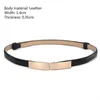 Waist Chain Belts Belt dress simple versatile Fashion Women Leather Thin Skinny Metal Gold Elastic Buckle Waistband Dress Accessories 230825