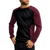 Homens camisetas Homens lisos moda primavera e verão casual manga comprida tripulação pescoço cor sólida utilitário curto