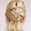 Klipy do włosów Buho gwiazda łańcucha głowy biżuteria Wedding Rhinestone Hair Spin Tiara Crystal Headpiece z grzebieniem dla kobiet akcesoria