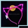 Headbands New Stylish Led Cat Ears Headband For Women Girls Furry Devil Head Hoop Fine Hair Ornaments Accessories Headwear Sexy Drop D Dhwa4