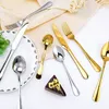 Gafflar 24 PCSSet rostfritt stål bestick servis gyllene bordskåp 24 stycken kök bordsartiklar gafflar 230825
